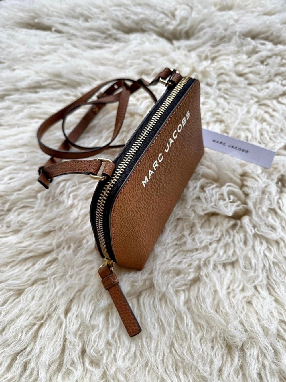 Marc Jacobs Mini Pebbled Leather Crossbody Bag Whiskey Brown NWT - Picture 4 of 9